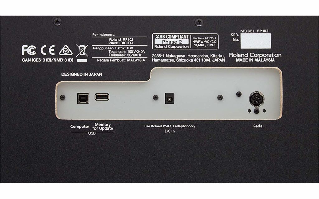 Roland RP102 Connectivity